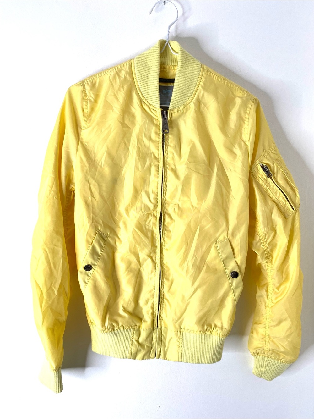 Alpha Industries Yellow MA1 Bomber Flight Jacket Nylon Womens S